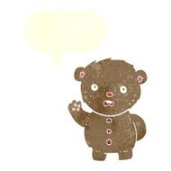 cartoon unhappy teddy bear with speech bubble N3