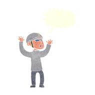 cartoon security man panicking with speech bubble N10