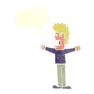 cartoon terrified man with speech bubble N206