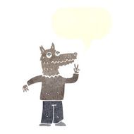 cartoon happy wolf man with speech bubble N17