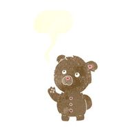 cartoon waving teddy bear with speech bubble N22