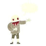 cartoon spooky zombie with speech bubble N10