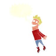 cartoon drenched man flying with speech bubble N10