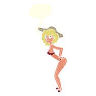 cartoon pin-up beach girl with speech bubble N10