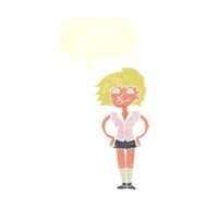 cartoon woman with hands on hips speech bubble N204