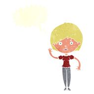 cartoon waving woman with speech bubble N139
