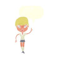 cartoon woman with idea speech bubble N236