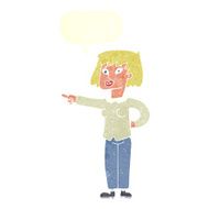 cartoon woman pointing with speech bubble N200