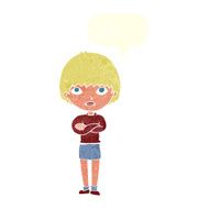 cartoon woman with crossed arms speech bubble N46