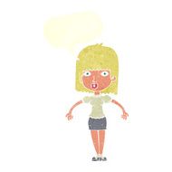 cartoon woman shrugging shoulders with speech bubble N459