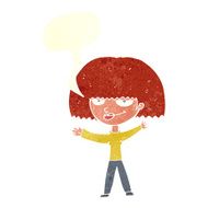 cartoon smug woman with speech bubble N19