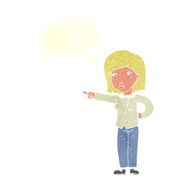cartoon woman pointing with speech bubble N201