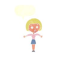 cartoon woman shrugging shoulders with speech bubble N461