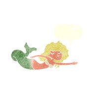 cartoon mermaid with speech bubble N65