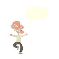 cartoon old man having a fright with speech bubble N10