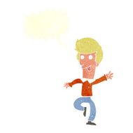 cartoon man dancing with speech bubble N6