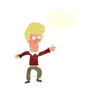 cartoon man waving with speech bubble N28