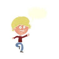 cartoon happy waving boy with speech bubble N20