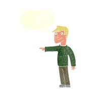 cartoon man pointing with speech bubble N182