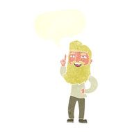 cartoon happy bearded man with idea speech bubble N10