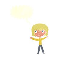 cartoon happy girl with speech bubble N85