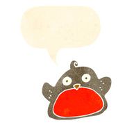 cartoon christmas robin with speech bubble N6