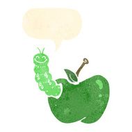 cartoon bug eating apple with speech bubble N19