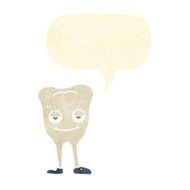 cartoon happy tooth with speech bubble N36