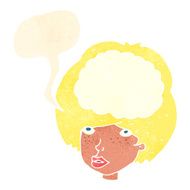 cartoon empty headed woman with speech bubble N9