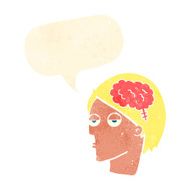 cartoon head with brain symbol speech bubble N36