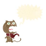 cartoon frightened cat with speech bubble N26