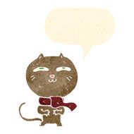 cartoon funny cat wearing scarf with speech bubble N15
