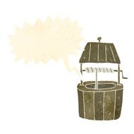 cartoon wishing well with speech bubble N6