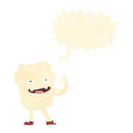 cartoon strong healthy tooth with speech bubble N10