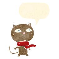 cartoon funny cat wearing scarf with speech bubble N16
