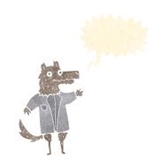 cartoon wolf businessman with speech bubble N6