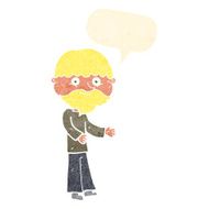 cartoon happy bearded man with speech bubble N10
