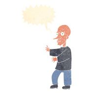 cartoon mean looking man with speech bubble N9