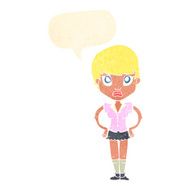 cartoon annoyed girl with speech bubble N19