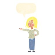 cartoon woman pointing with speech bubble N203