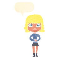 cartoon happy woman with speech bubble N236