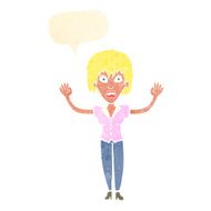 cartoon woman stressing out with speech bubble N19