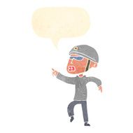 cartoon man in bike helmet pointing with speech bubble N10
