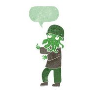 cartoon alien man with speech bubble N10
