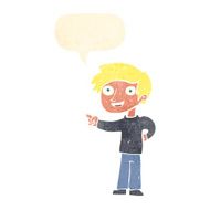 cartoon man pointing with speech bubble N183