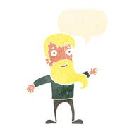 cartoon man with beard waving speech bubble N10