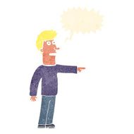 cartoon man pointing with speech bubble N184
