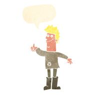 cartoon positive thinking man in rags with speech bubble N10