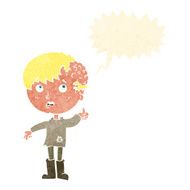 cartoon boy with growth on head speech bubble N37