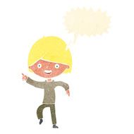 cartoon man pointing with speech bubble N185